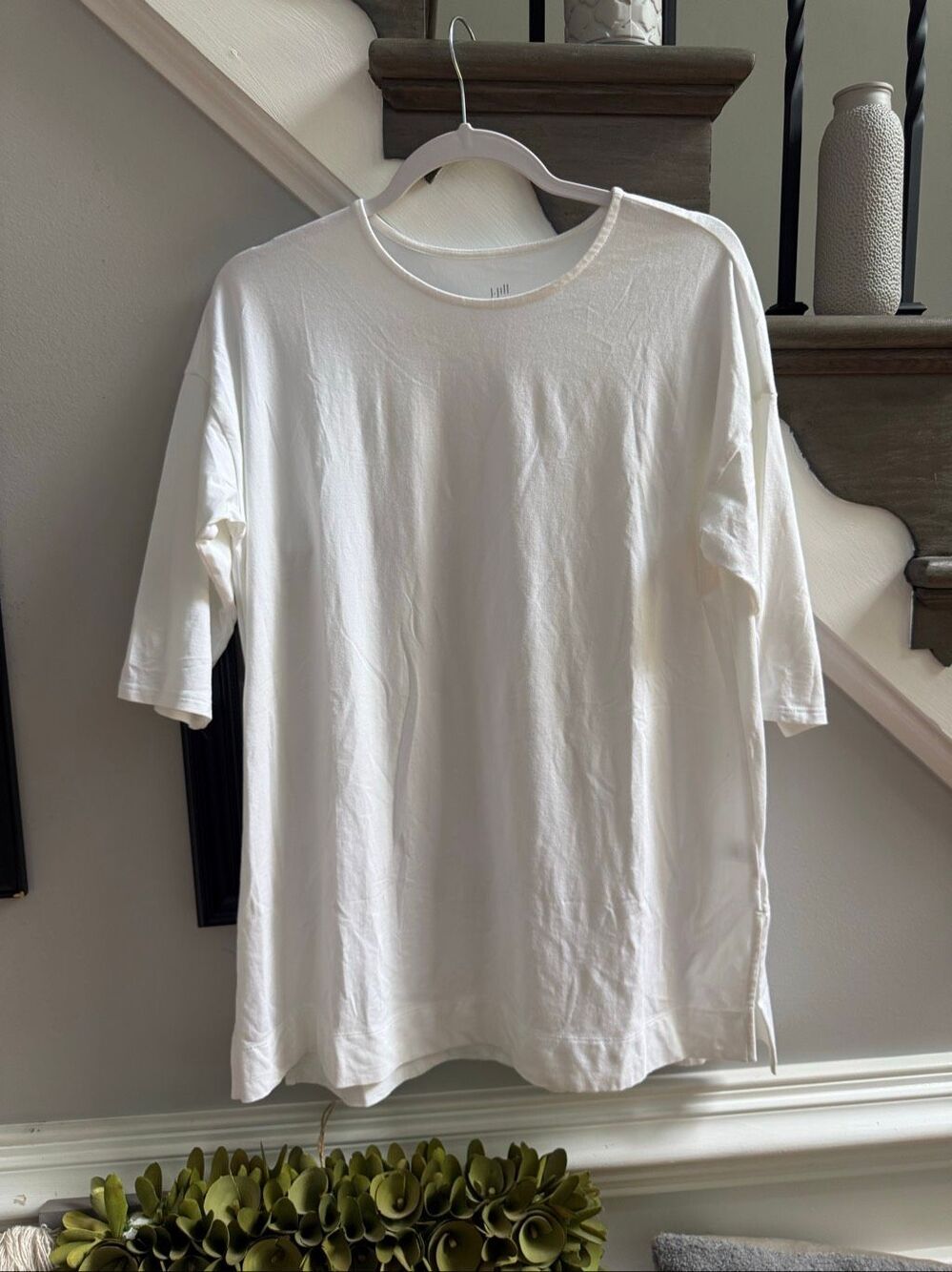 J. Jill Luxe Supima White Ballet-Sleeve Tunic sz M EUC